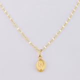 Set Cadena Flor Espejo + Dije Virgen Milagrosa / 1.2 g / 17 3/4 in Oro Amarillo 18K