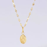 Mirror Flower Chain Set + Miraculous Virgin Pendant / 1.3 g / 17 3/4 in 18K Yellow Gold