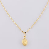 Mirror Flower Chain Set + Miraculous Virgin Pendant / 1.3 g / 17 3/4 in 18K Yellow Gold