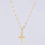 Set Cadena Flor Espejo + Dije Cruz / 1.15 g / 17 3/4 in Oro Amarillo 18K
