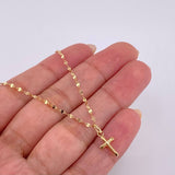 Set Cadena Flor Espejo + Dije Cruz / 1.15 g / 17 3/4 in Oro Amarillo 18K