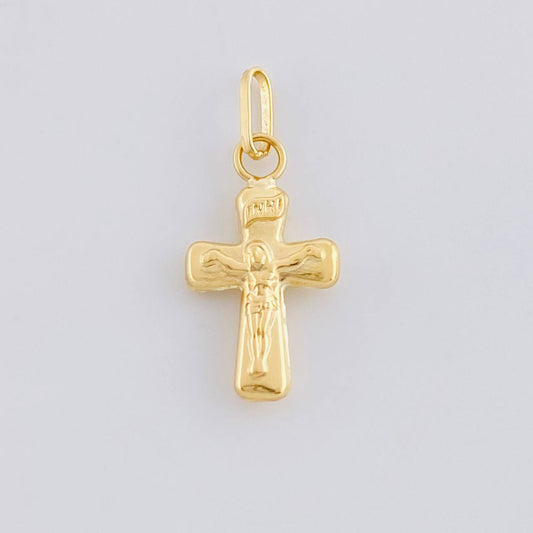 Dije Cruz Cristo Liso 0.35 g / 3/4 in Oro Amarillo 18K