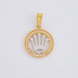 Dije Circulo Corona 1.5g / 3/4 in Dos Oros Amarillo Blanco 18K