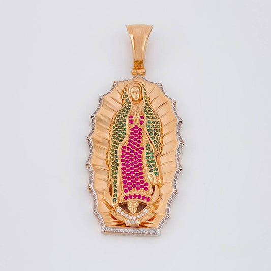 Dije Virgen de Guadalupe 17.5g / 2 1/2 in Dos Oros Blanco Rosa 18K