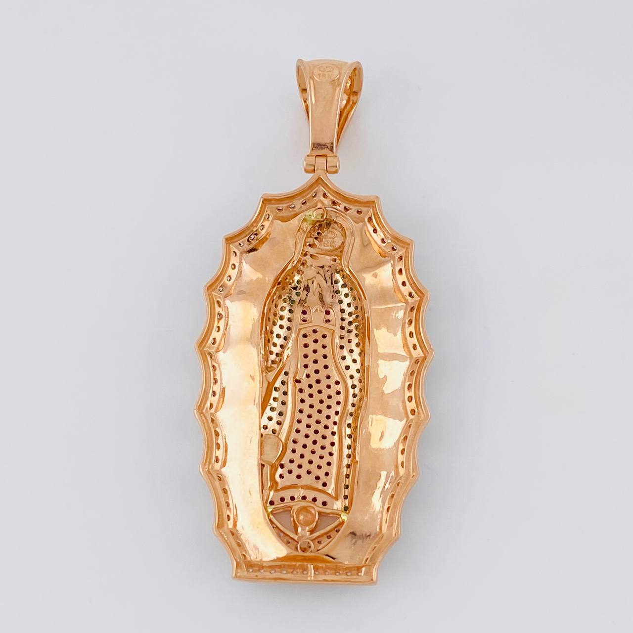 Dije Virgen de Guadalupe 17.5g / 2 1/2 in Dos Oros Blanco Rosa 18K