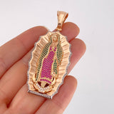 Dije Virgen de Guadalupe 17.5g / 2 1/2 in Dos Oros Blanco Rosa 18K