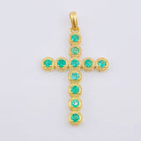 Dije Crúz Mini Aros Esmeraldas 1.7 Qts 1.8gr / 1 1/4 in / Oro Amarillo 18K ©