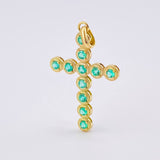 Dije Crúz Mini Aros Esmeraldas 1.7 Qts 1.8gr / 1 1/4 in / Oro Amarillo 18K ©