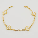 Pulso Cajon Trebol Blanco 3.95gr / 7 in / 10mm Oro Amarillo 18K