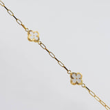 Pulso Cajon Trebol Blanco 3.95gr / 7 in / 10mm Oro Amarillo 18K