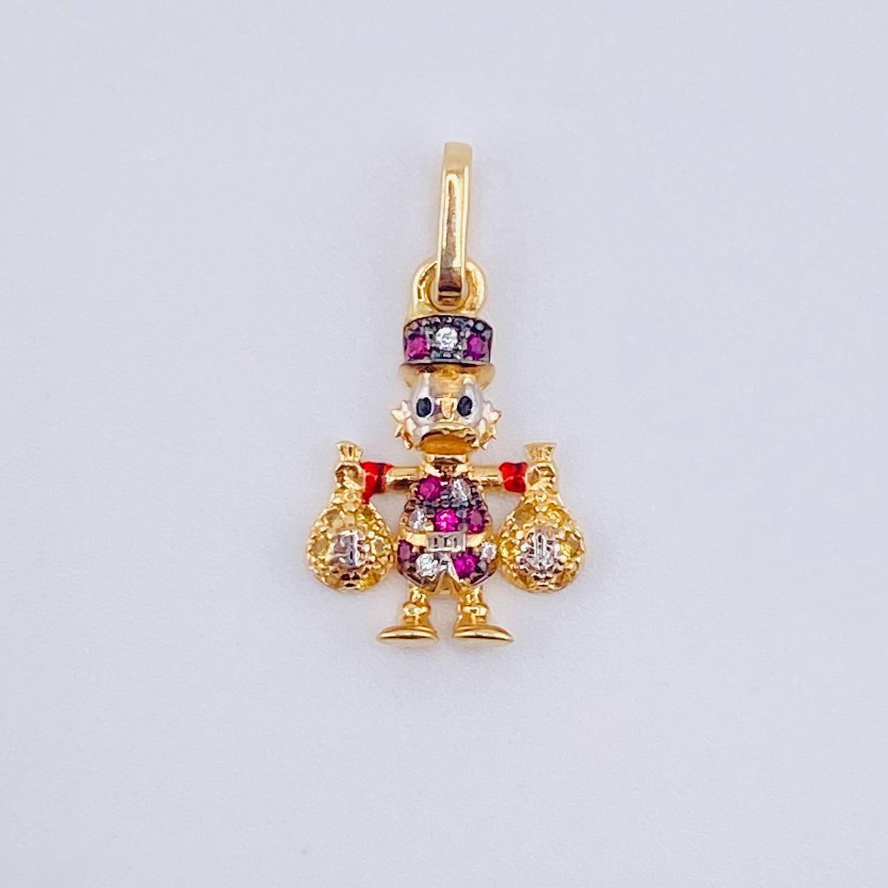 Dije Pato Bolsa Dinero 1.6gr / 3/4 in / Dos Oros Amarillo Blanco 18K ©