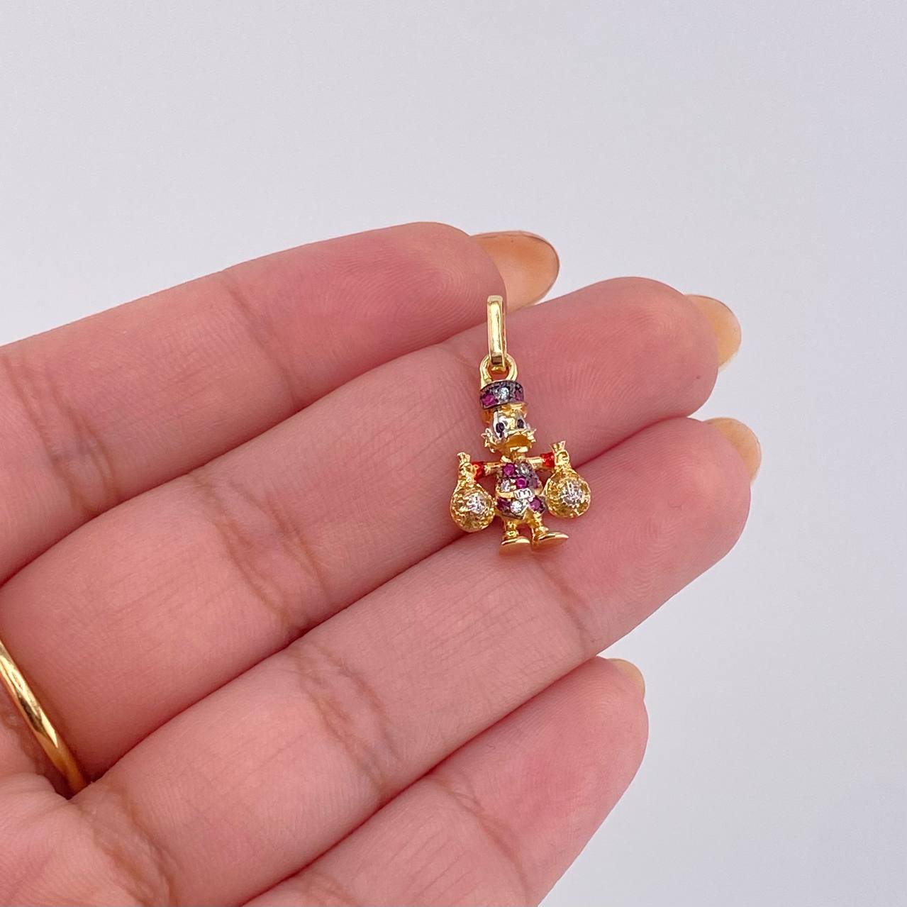 Dije Pato Bolsa Dinero 1.6gr / 3/4 in / Dos Oros Amarillo Blanco 18K ©