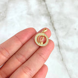 Dije Virgen Maria Medalla 1.65gr / 2.2cm / Circones Blancos Oro Amarillo 18K