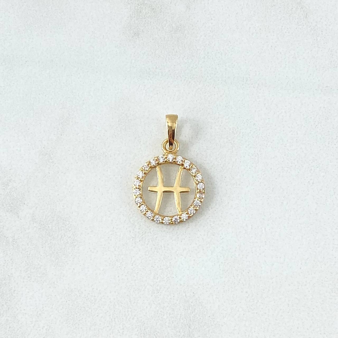 Pendant Pisces Sign 0.95gr / 2cm / White Zircons 18K Yellow Gold