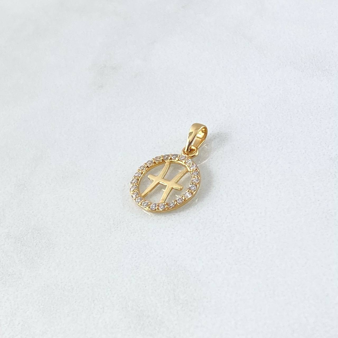 Pendant Pisces Sign 0.95gr / 2cm / White Zircons 18K Yellow Gold