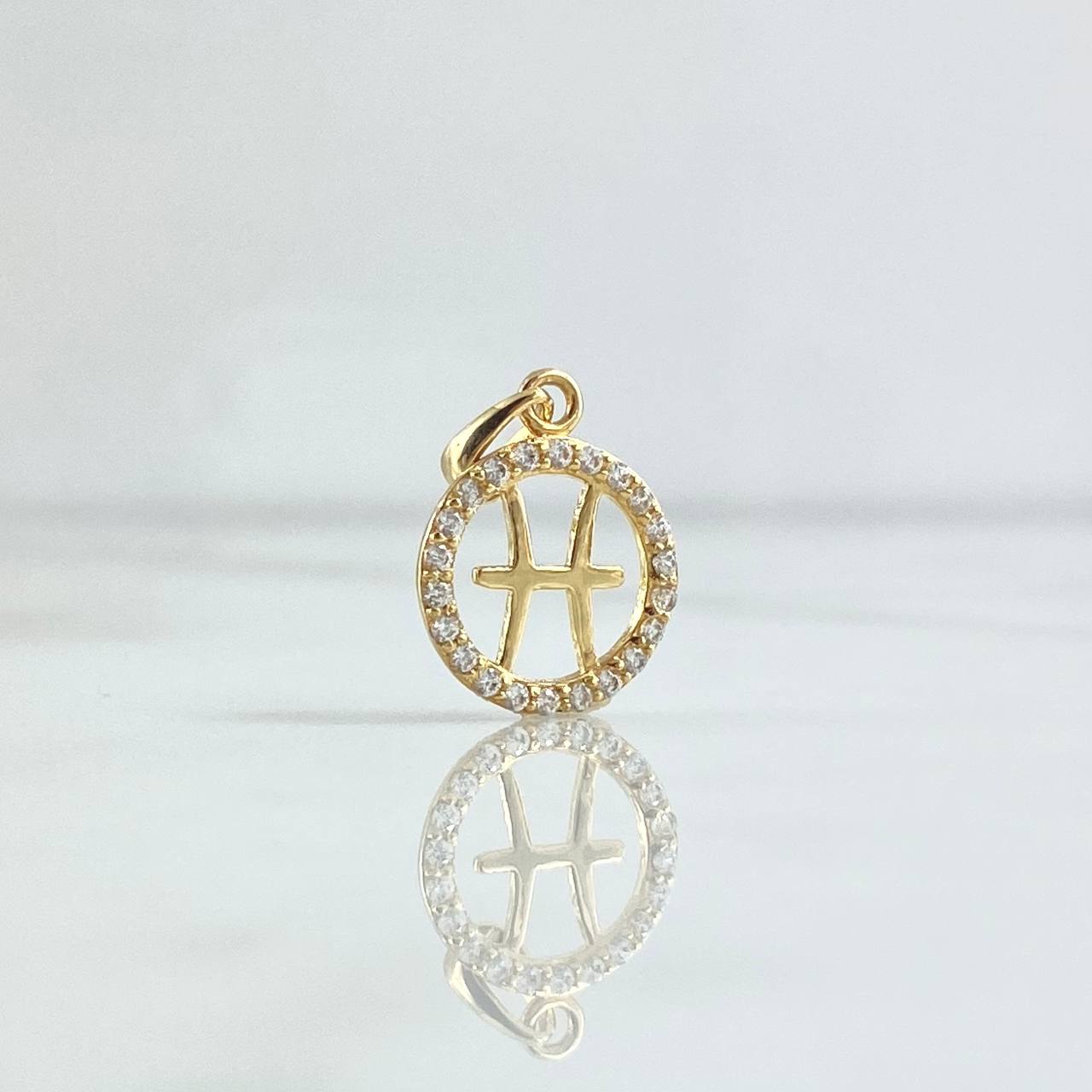 Pendant Pisces Sign 0.95gr / 2cm / White Zircons 18K Yellow Gold