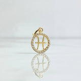 Pendant Pisces Sign 0.95gr / 2cm / White Zircons 18K Yellow Gold