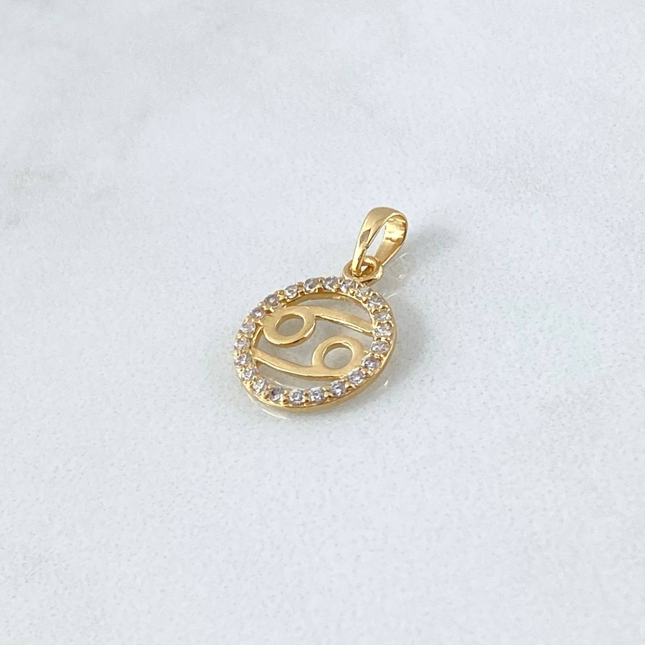 Pendant Cancer Sign 1.05gr / 2cm / White Zirconia 18K Yellow Gold