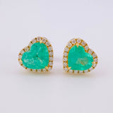 Topos Corazón Bordeado Esmeraldas 1.3qts Diamantes 38pts 2.4g / in / 8.85mm Oro Amarillo 18K