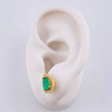 Stud Earrings Set Tears Halo with Emerald Pendant 2.22 carats Diamonds 40 points 6.65g / in / 12.6mm Yellow Gold 18K