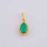 Stud Earrings Set Tears Halo with Emerald Pendant 2.22 carats Diamonds 40 points 6.65g / in / 12.6mm Yellow Gold 18K