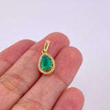 Stud Earrings Set Tears Halo with Emerald Pendant 2.22 carats Diamonds 40 points 6.65g / in / 12.6mm Yellow Gold 18K