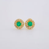 Topos Halo Esmeraldas 36Pts Diamantes 5Pts 1.8 g / in / 7.1 mm Oro Amarillo 18K