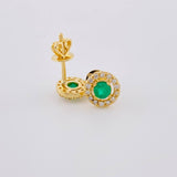 Topos Halo Esmeraldas 36Pts Diamantes 5Pts 1.8 g / in / 7.1 mm Oro Amarillo 18K