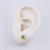 Topos Halo Esmeraldas 36Pts Diamantes 5Pts 1.8 g / in / 7.1 mm Oro Amarillo 18K