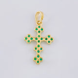 Dije Cruz Trebol Esmeraldas 50Pts 1.6 g / 1 1/2 in Oro Amarillo 18K