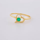 Heart Silhouette Ring with Emeralds 12Pts 1.4 g / T7 18K Yellow Gold