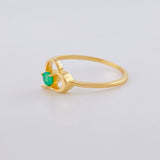 Heart Silhouette Ring with Emeralds 12Pts 1.4 g / T7 18K Yellow Gold
