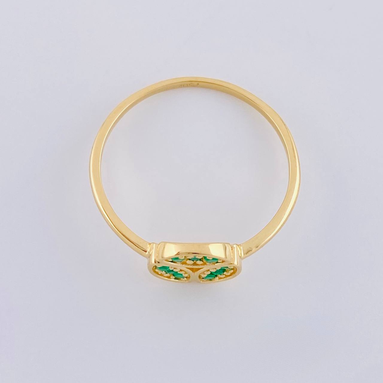 Anillo Triada De Jade Esmeraldas 16Pts 1.9 g / T8 Oro Amarillo 18K