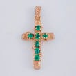 Pendant Cross Trunk Emeralds 1.39Qts 2.3 g / 1 3/4 in Yellow Gold 18K