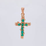 Pendant Cross Trunk Emeralds 1.39Qts 2.3 g / 1 3/4 in Yellow Gold 18K