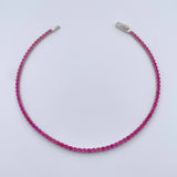 Pulso Tennis 2.55gr / 19.9cm / 0.3mm Circones Fucsias Oro Blanco +4 18K $