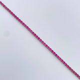 Tennis Bracelet 2.5gr / 7.5in / 0.3mm Fuchsia Zircons White Gold +4 18K $
