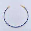 Tennis Bracelet 2.85gr / 19cm / 7.5in / 0.9mm Blue Zircons Yellow Gold +4 18K &