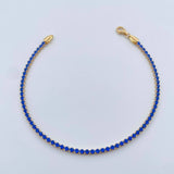 Tennis Bracelet 2.85gr / 19cm / 7.5in / 0.9mm Blue Zircons Yellow Gold +4 18K &