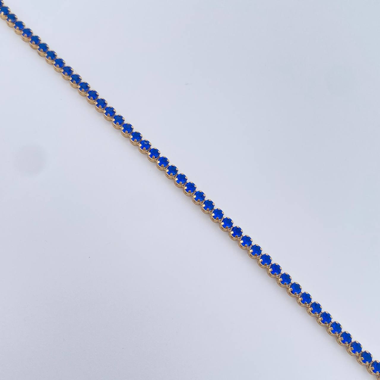 Tennis Bracelet 2.85gr / 19cm / 7.5in / 0.9mm Blue Zircons Yellow Gold +4 18K &