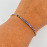 Tennis Bracelet 2.85gr / 19cm / 7.5in / 0.9mm Blue Zircons Yellow Gold +4 18K &