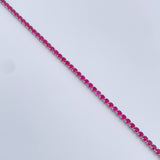 Pulso Tennis 5.45gr / 18.9cm / 1.3mm Circones Fucsias Oro Blanco +4 18K &