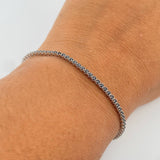 Tennis Bracelet 3.9gr / 19.2cm (7.6in) / 0.3mm Black Zircons White Gold +4 18K &