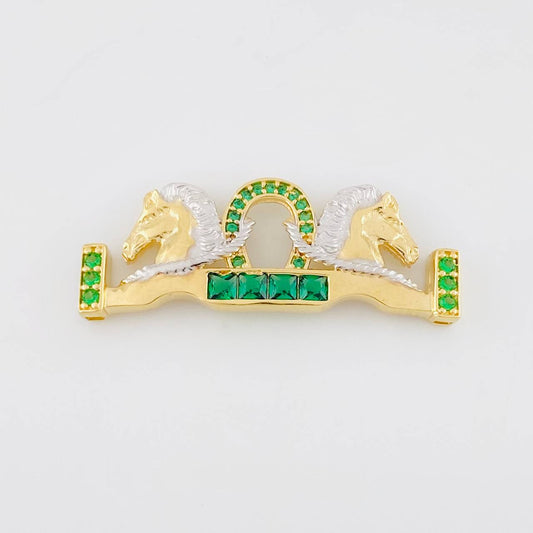 Herraje Herradura Doble Caballo 3.9g / 1 1/2 in Dos Oros Amarillo Blanco 18K