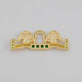 Charm Double Horse Horseshoe 3.9g / 1 1/2 in Two-Tone Yellow White 18K Gold