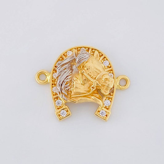 Herraje Herradura Cabeza Caballo 3.85g / 3/4 in Dos Oros Amarillo Blanco 18K