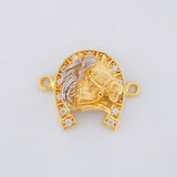 Charm Horseshoe Horse Head 3.85g / 3/4 in Two-Tone Yellow White 18K Gold