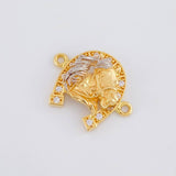 Charm Horseshoe Horse Head 3.85g / 3/4 in Two-Tone Yellow White 18K Gold