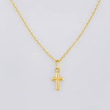 Set Cadena Aro Seguido + Dije Cruz / 1.2g / 18 in Oro Amarillo 18K