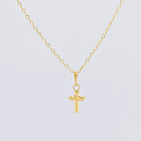 Set Cadena Aro Seguido + Dije Cruz / 1.2g / 18 in Oro Amarillo 18K